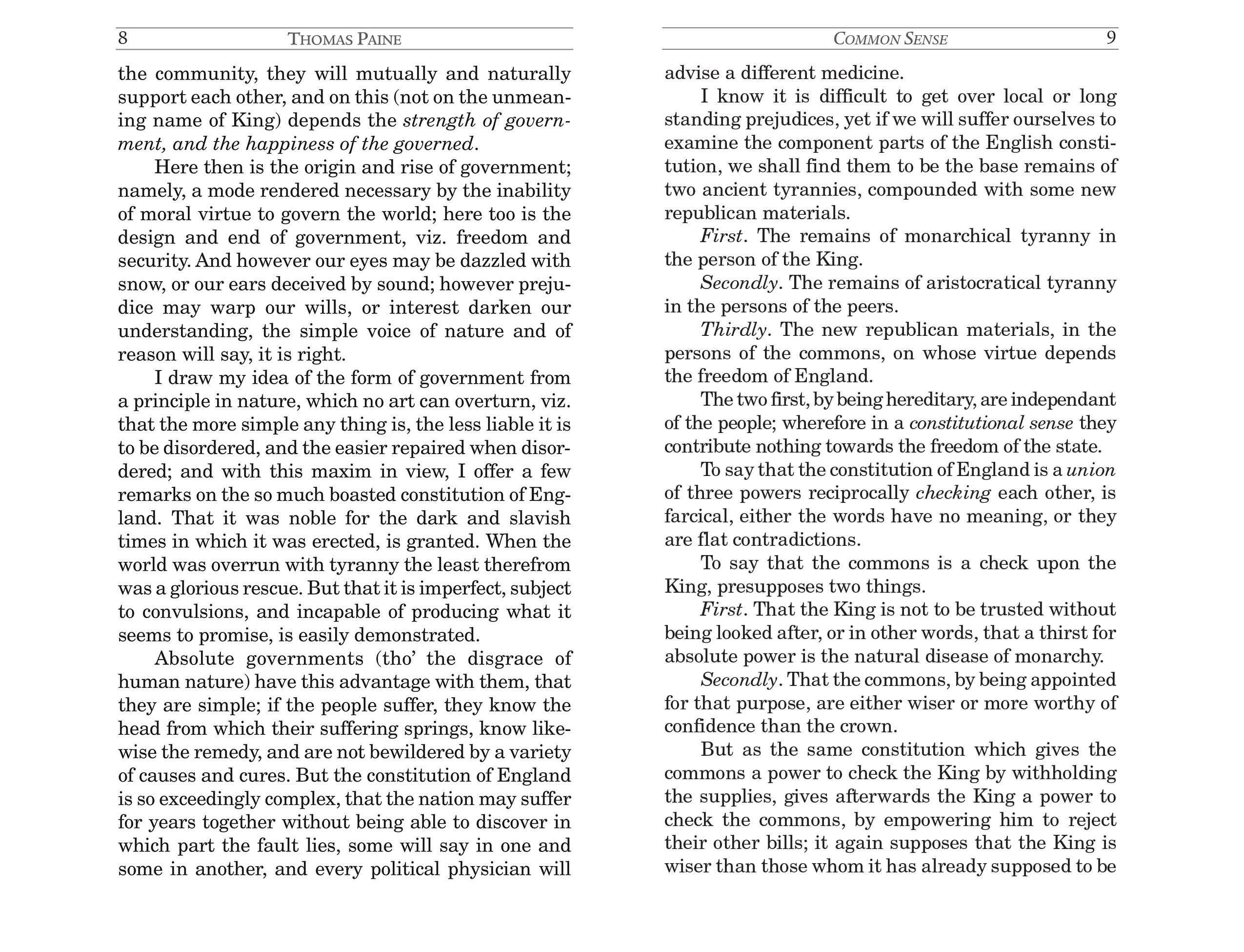 Common Sense by Thomas Paine